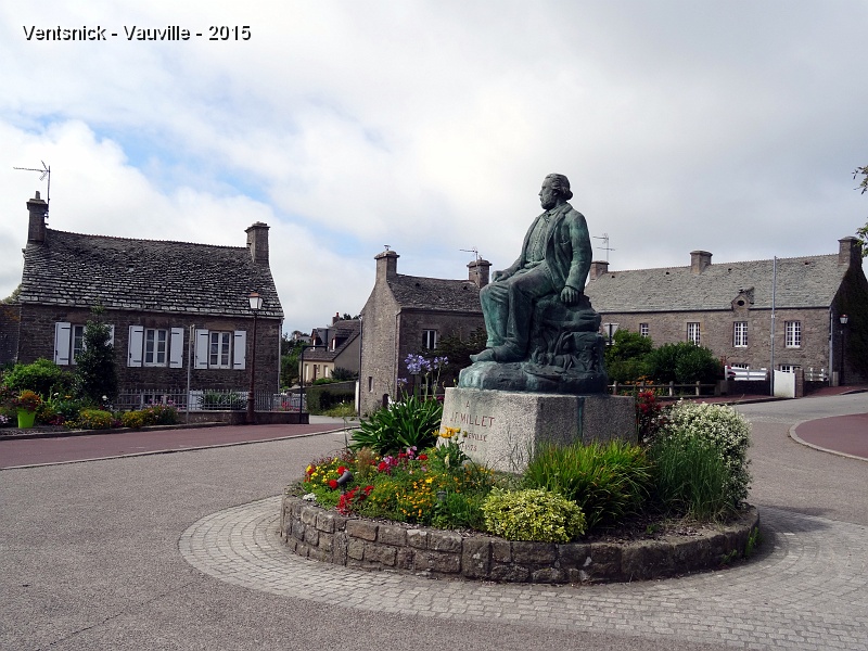 gréville patrie de Jean François Millet.jpg - Gréville ville natale du peintre Jean François Millet dont la statue agrémente un rond point ...